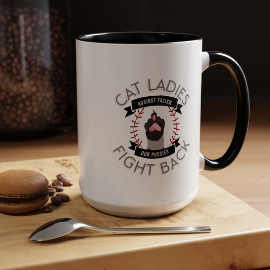 Cat Lady Against Fascism Goth Color Scheme Ceramic Mug 15oz